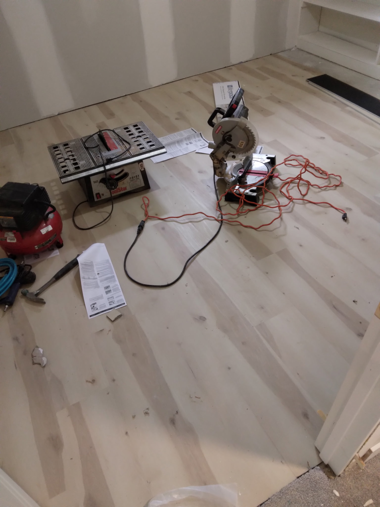 Newly installed light wood flooring